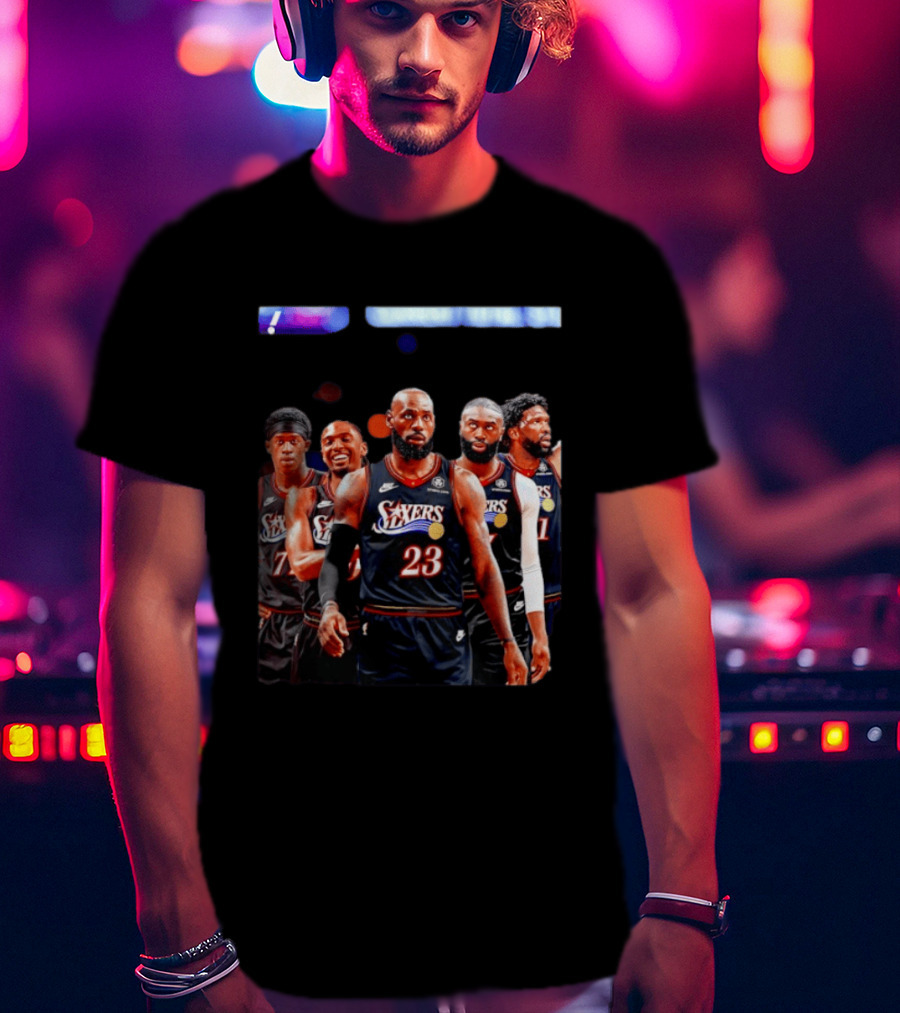 Tyrese Maxey VJ Edgecombe Jaylen Brown LeBron James Joel Embiid Sixers T-Shirt