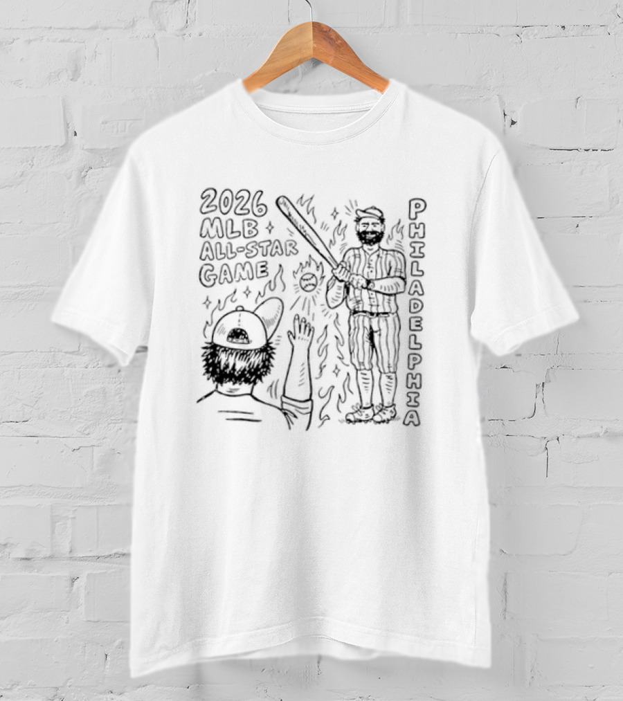 2026 MLB All Star Game Philadelphia Baseball Player And Liberty Bell T-Shirt