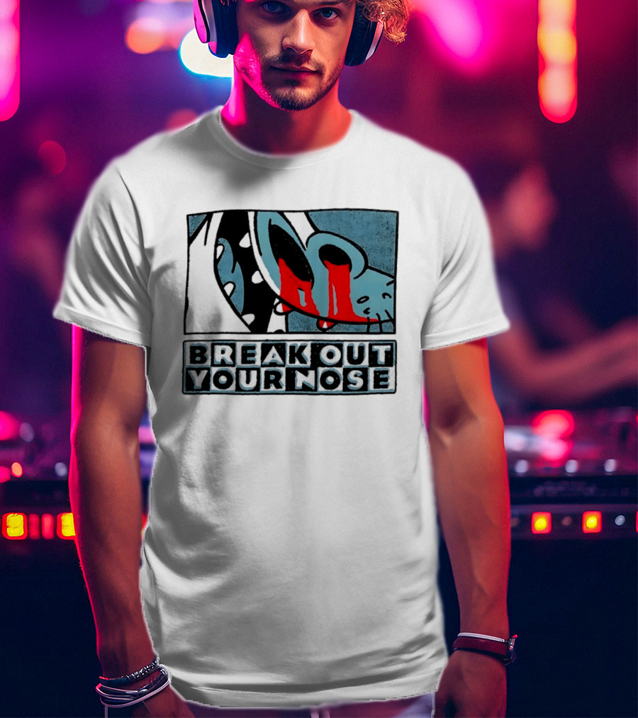 Break Out Your Nose Comic Style Cartoon With Red Accent T-Shirt