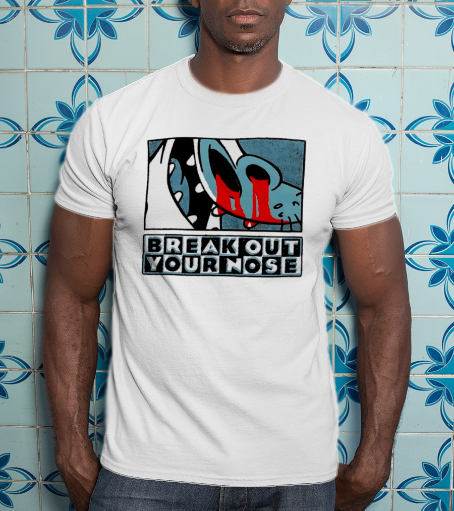 Break Out Your Nose Comic Style Cartoon With Red Accent T-Shirt