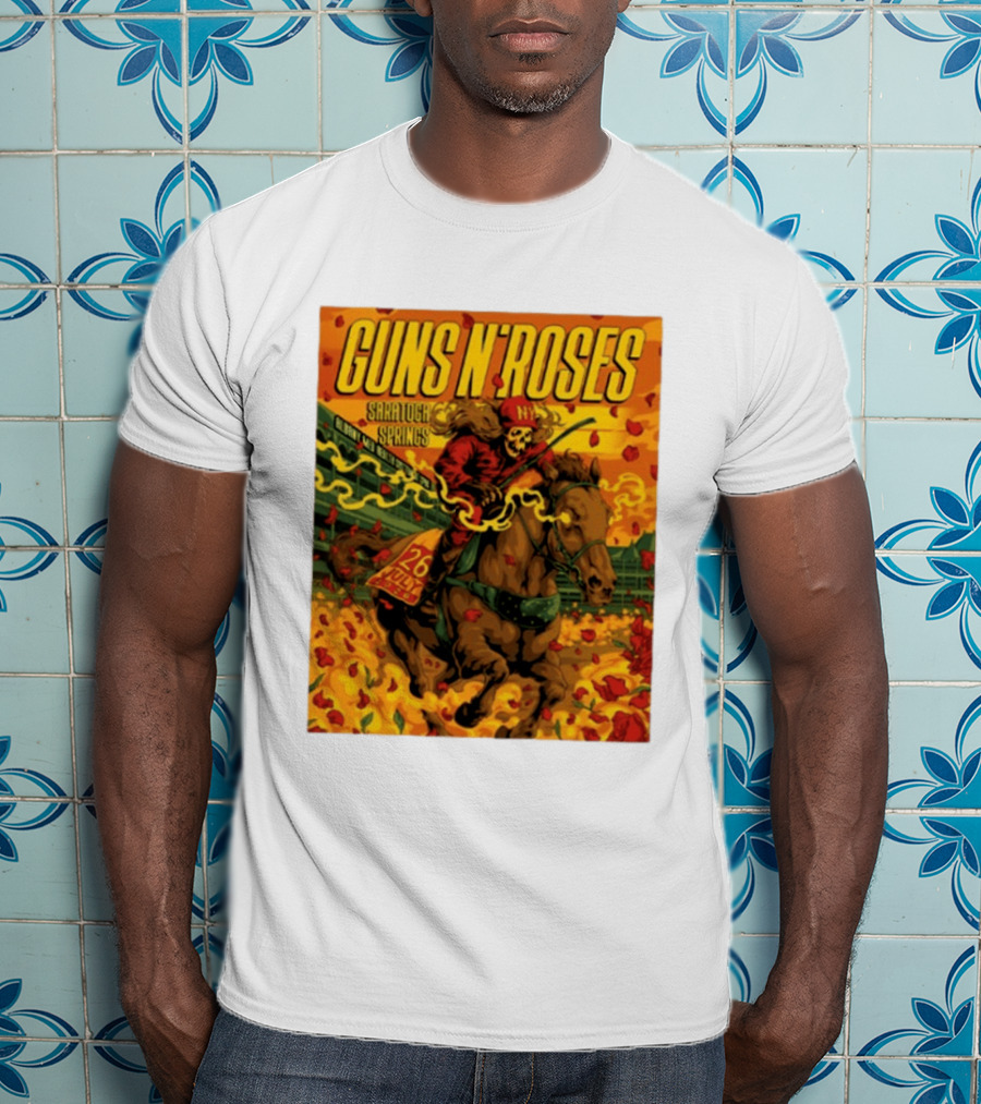 Guns N' Roses Saratoga Springs July 26 2026 Equestrian Skull Rider NY Event T-Shirt