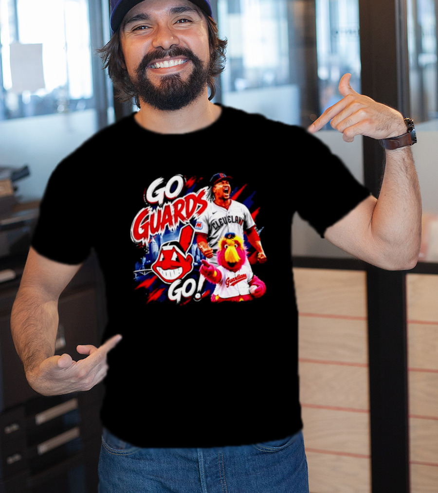 Jose Ramirez Cleveland Guardians Go Guards Go City Skyline Baseball Cheers T-Shirt