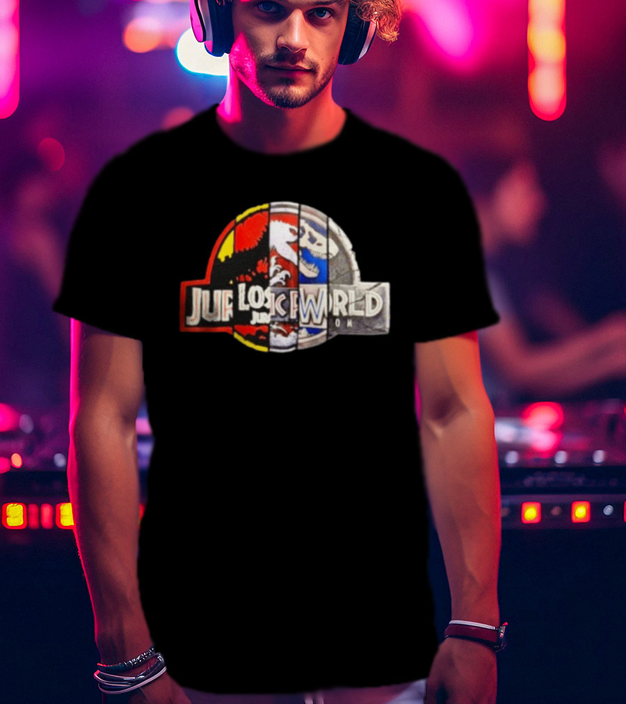 Jurassic Park Lost World Jurassic World Dinosaur Collage T-Shirt
