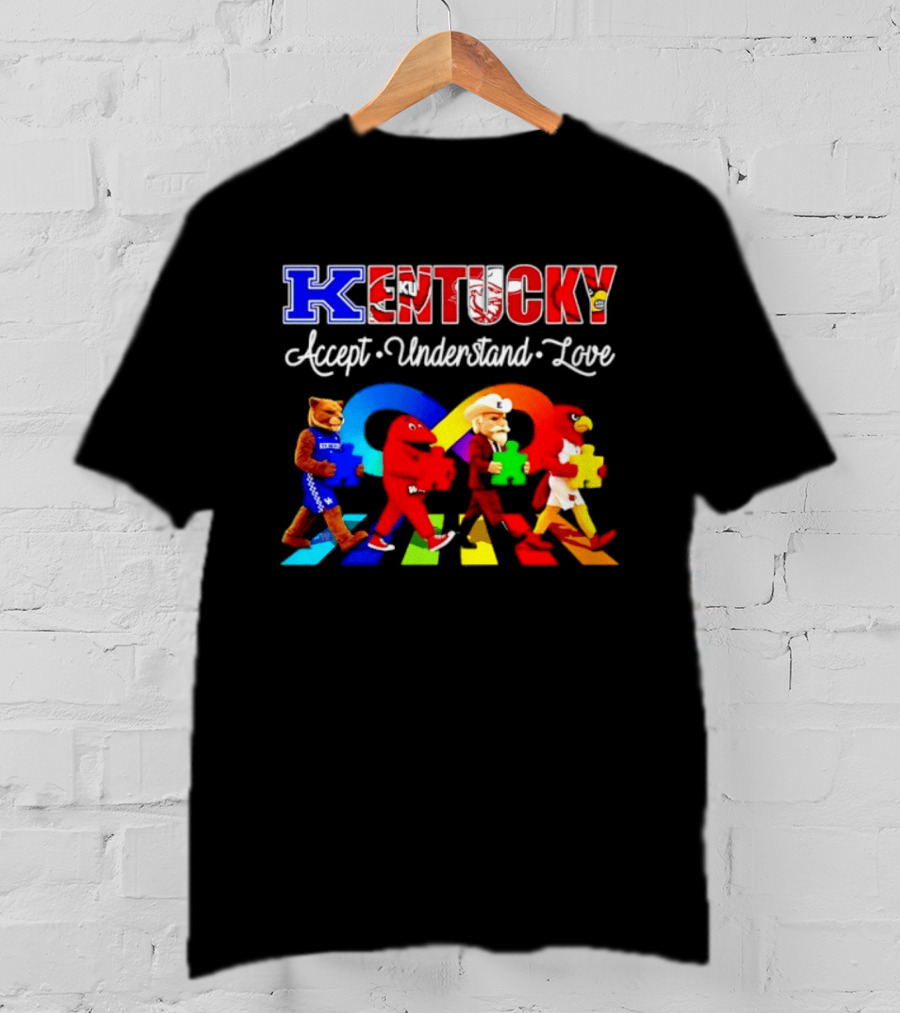 Kentucky Accept Understand Love Louisville Cardinals Puzzle Piece Parade T-Shirt