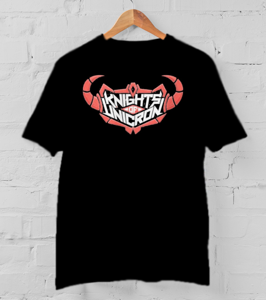 Knights Of Unicron Red Horned Icon With Stylized Text And Horns T-Shirt