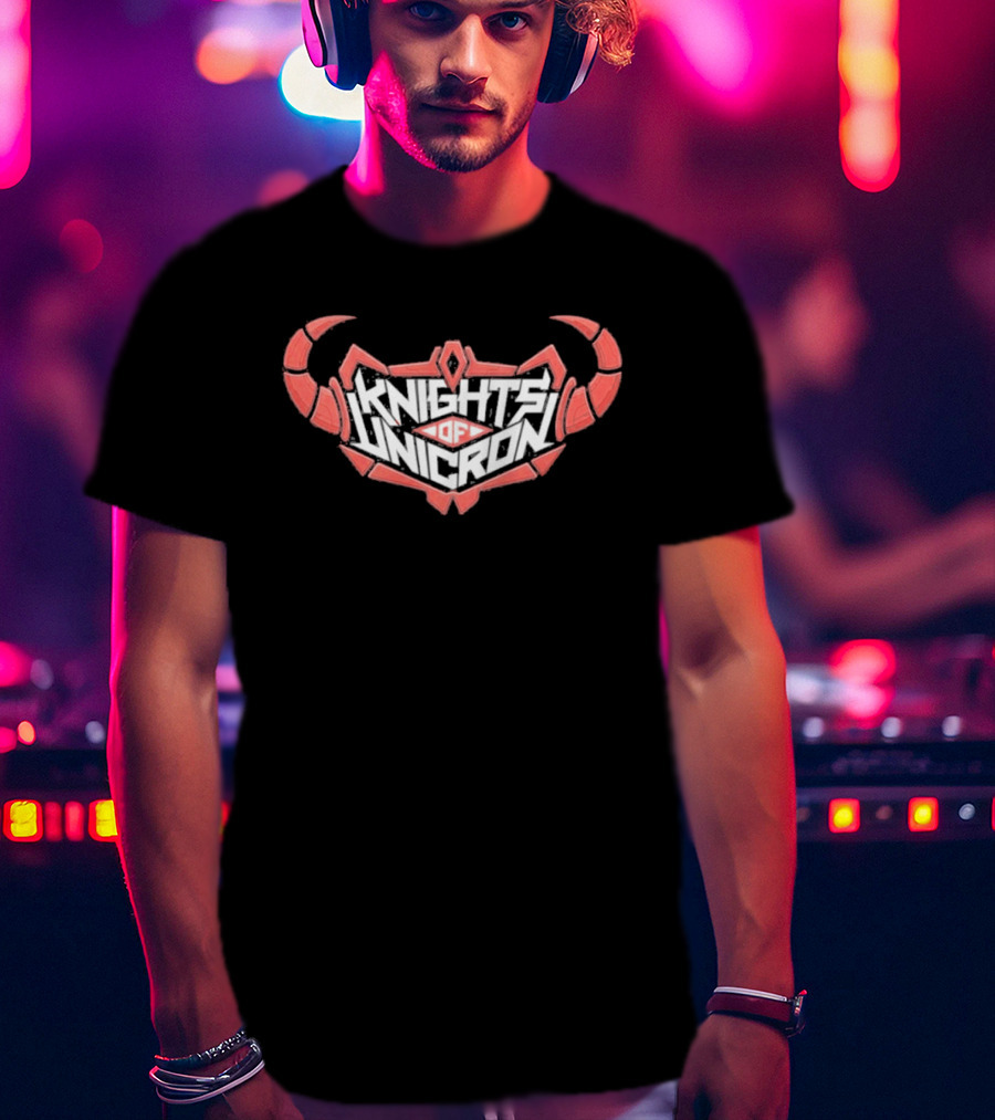 Knights Of Unicron Red Horned Icon With Stylized Text And Horns T-Shirt