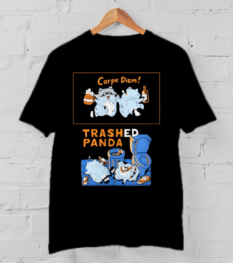 Carpe Diem Trashed Panda Raccoon Beer And Toilet Humor T-Shirt