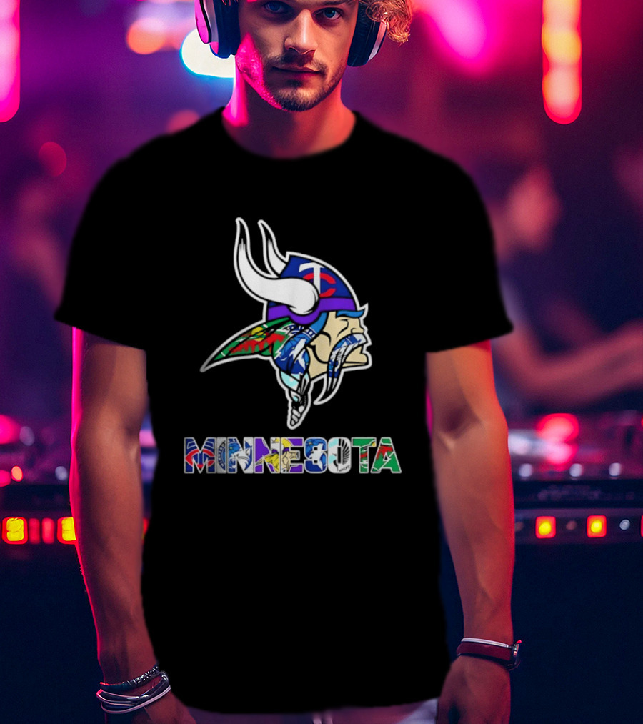 Minnesota Vikings Twins Wild Timberwolves United Team Fans Mashup T-Shirt