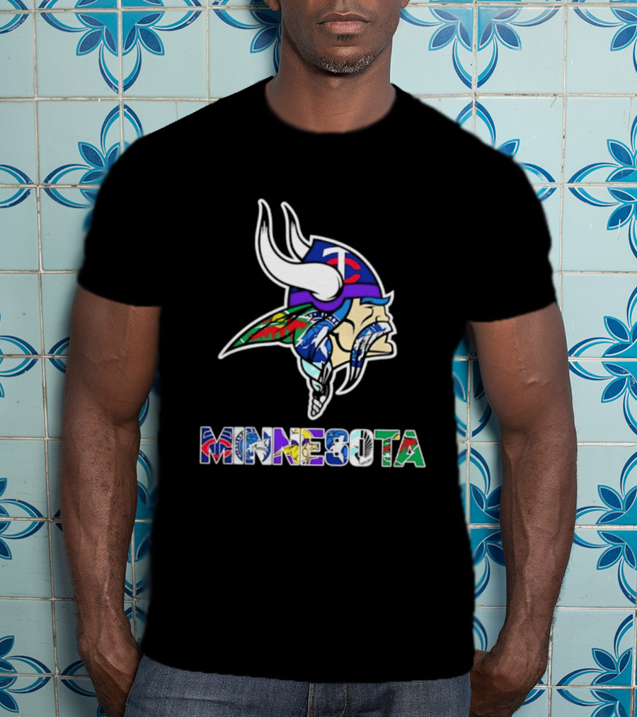 Minnesota Vikings Twins Wild Timberwolves United Team Fans Mashup T-Shirt