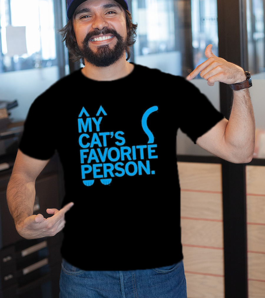 My Cat's Favorite Person Cat Ears And Tail Blue T-Shirt