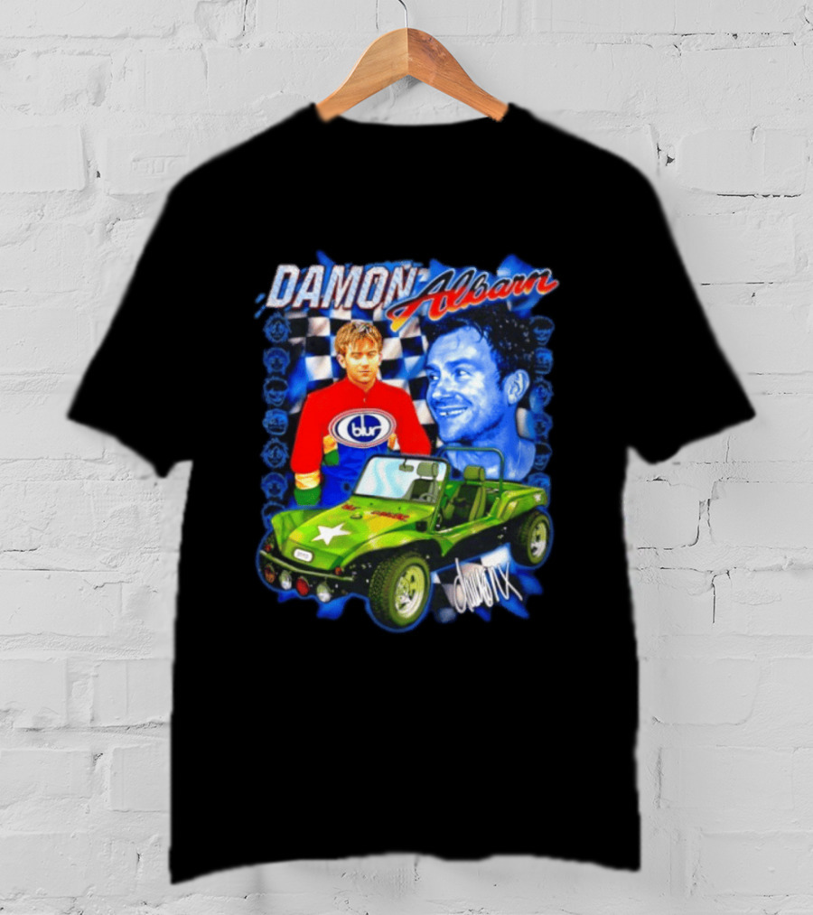 Damon Albarn Blur Gorillaz Geep Britpop Star Damon Albarn Imagery Checkerboard T-Shirt