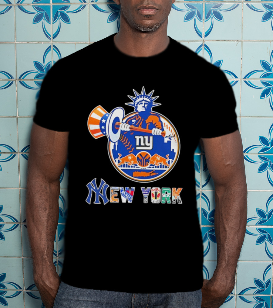 New York Liberty Skyline Sports Teams Knicks Mets Yankees T-Shirt