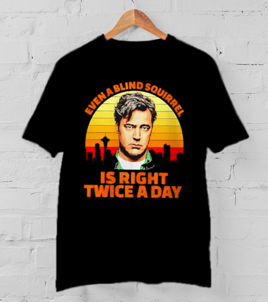 Even A Blind Squirrel Is Right Twice A Day Retro Seattle Skyline T-Shirt