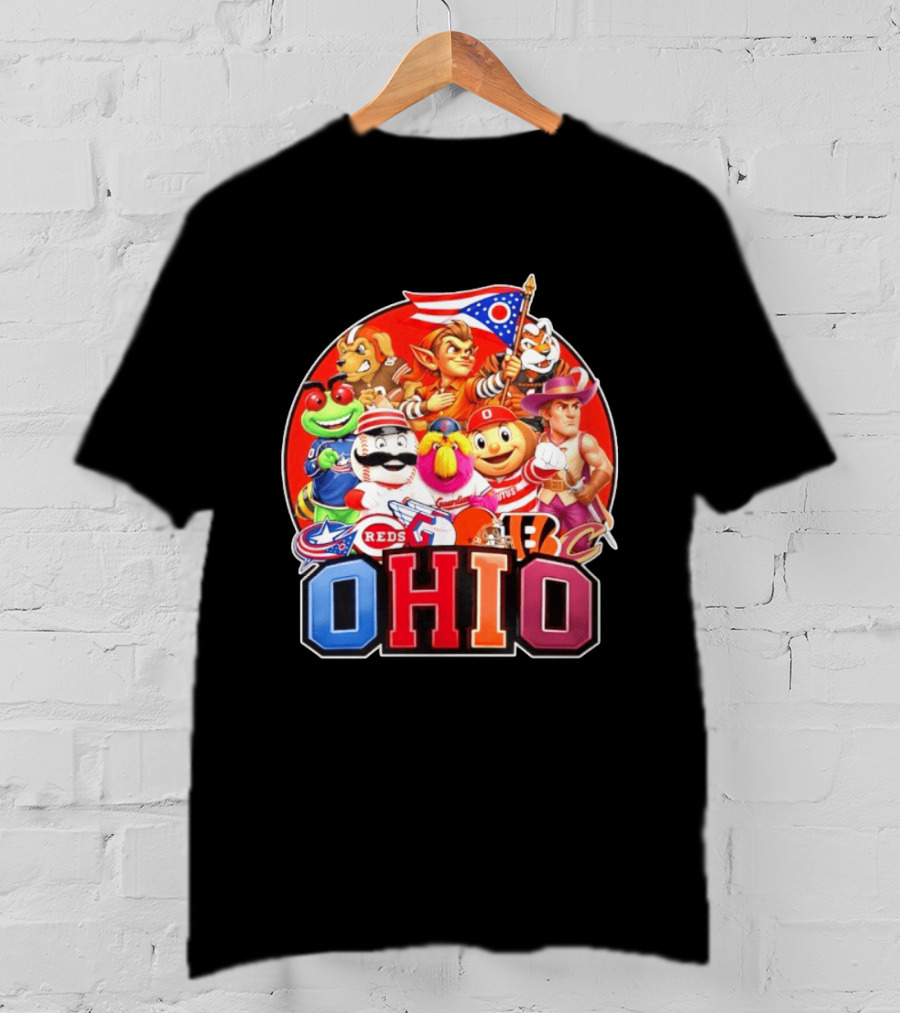 Ohio Sports Teams Mascots Cleveland Guardians Reds Bengals Browns Buckeyes Reds Crew Indians Fan T-Shirt