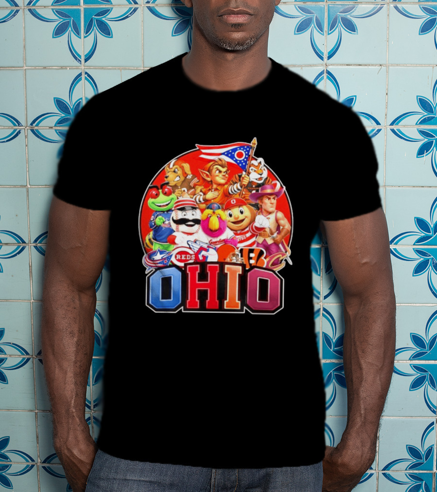 Ohio Sports Teams Mascots Cleveland Guardians Reds Bengals Browns Buckeyes Reds Crew Indians Fan T-Shirt