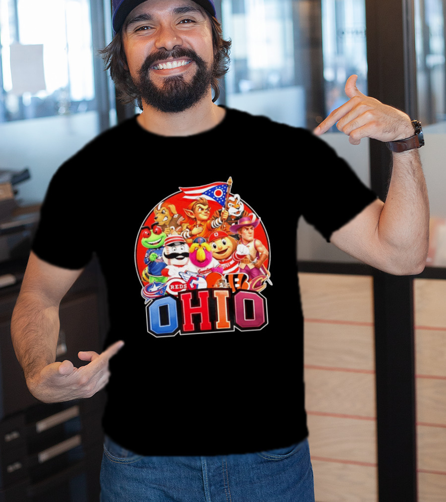Ohio Sports Teams Mascots Cleveland Guardians Reds Bengals Browns Buckeyes Reds Crew Indians Fan T-Shirt