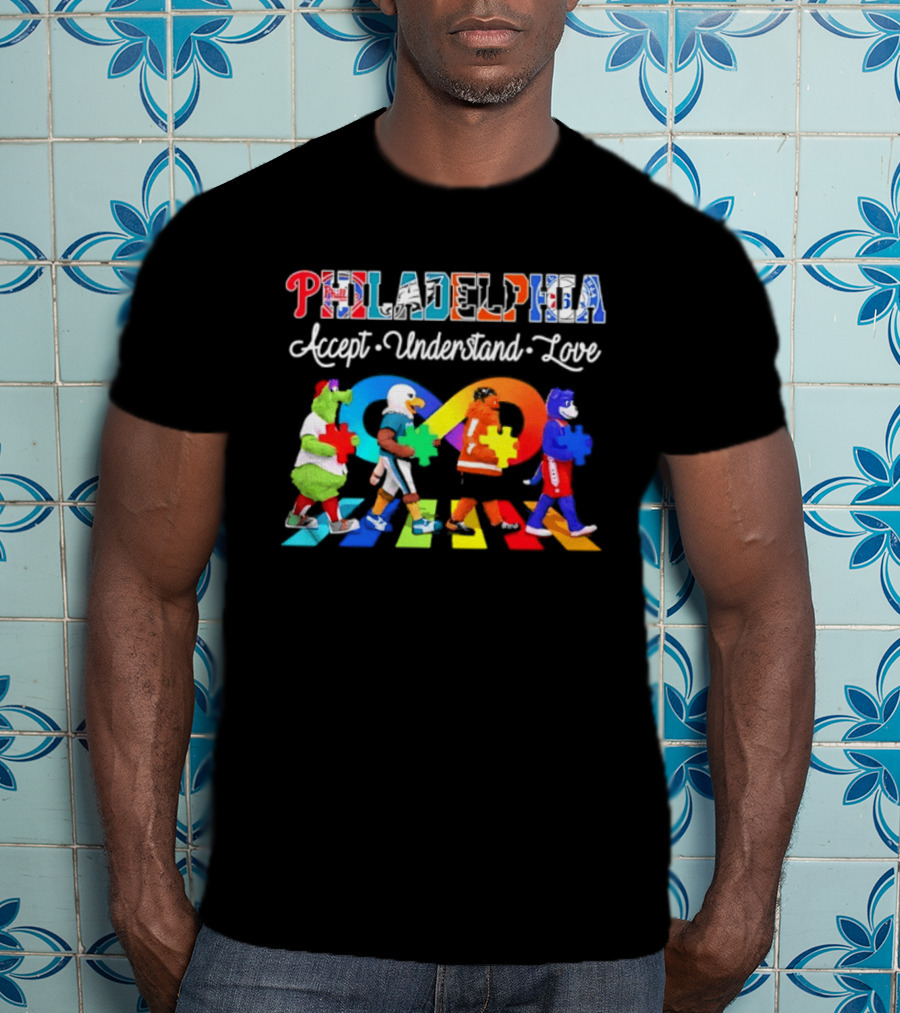 Philadelphia Mascots Accept Understand Love Puzzle Parade T-Shirt