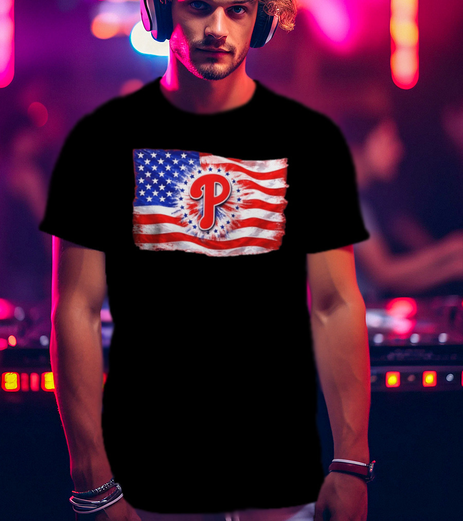 Phillies Patriotic American Flag Philadelphia Baseball 250th Anniversary Independence Day T-Shirt