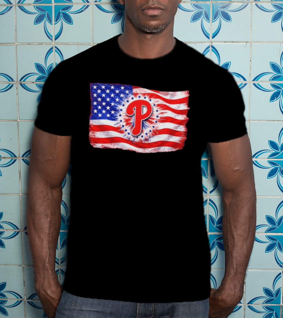 Phillies Patriotic American Flag Philadelphia Baseball 250th Anniversary Independence Day T-Shirt