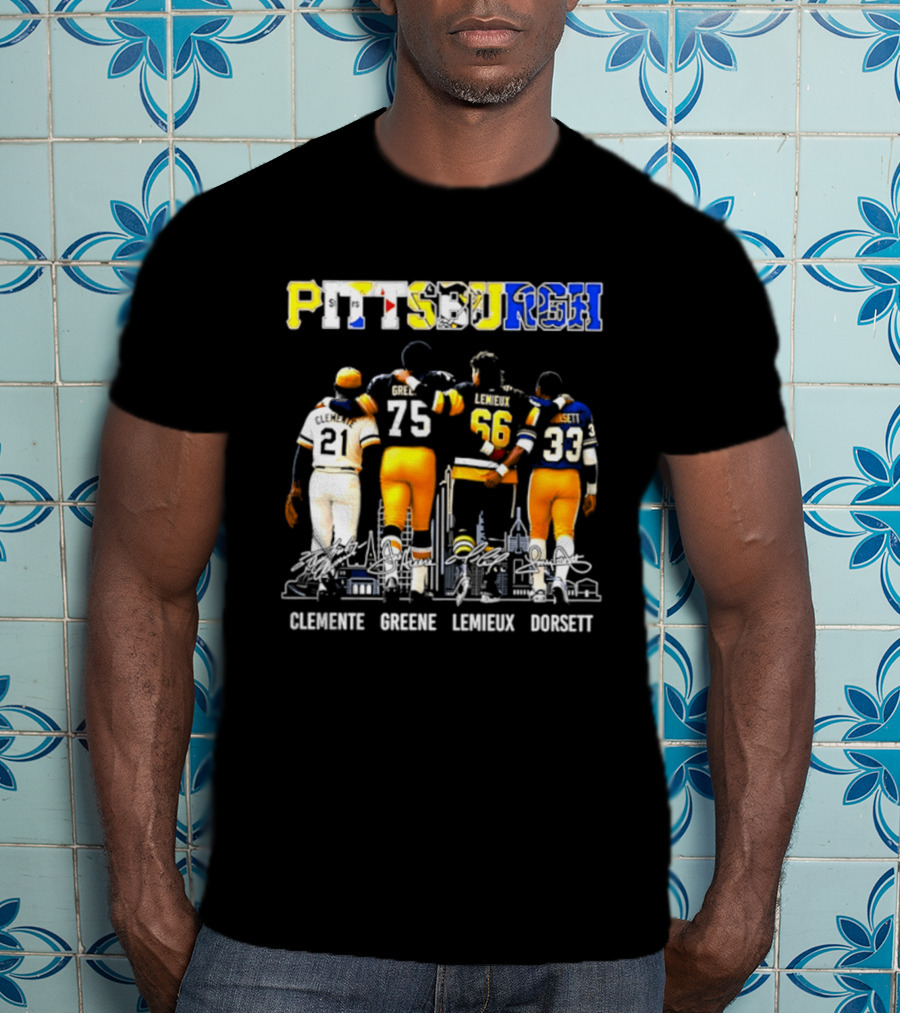 Pittsburgh Sports Legends Clemente Greene Lemieux Dorsett T-Shirt