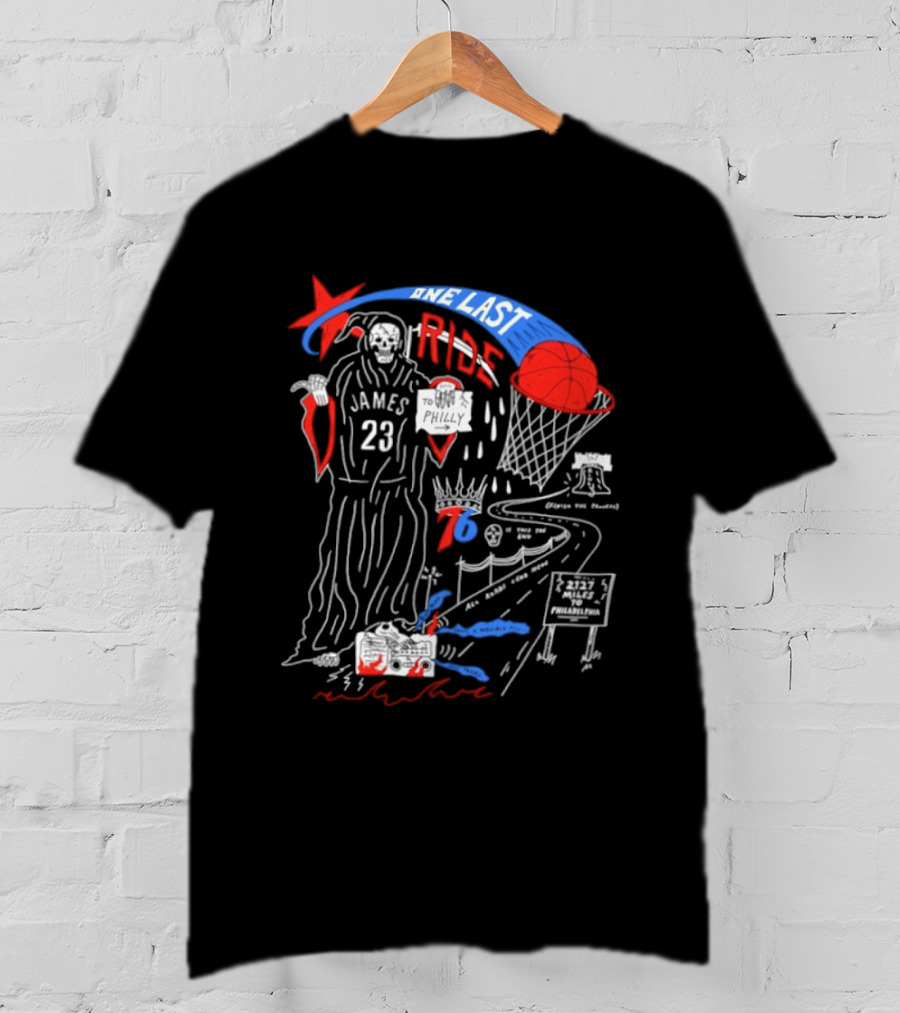 James 23 Finish The Process One Last Ride Reaper Philly Basketball Journey T-Shirt