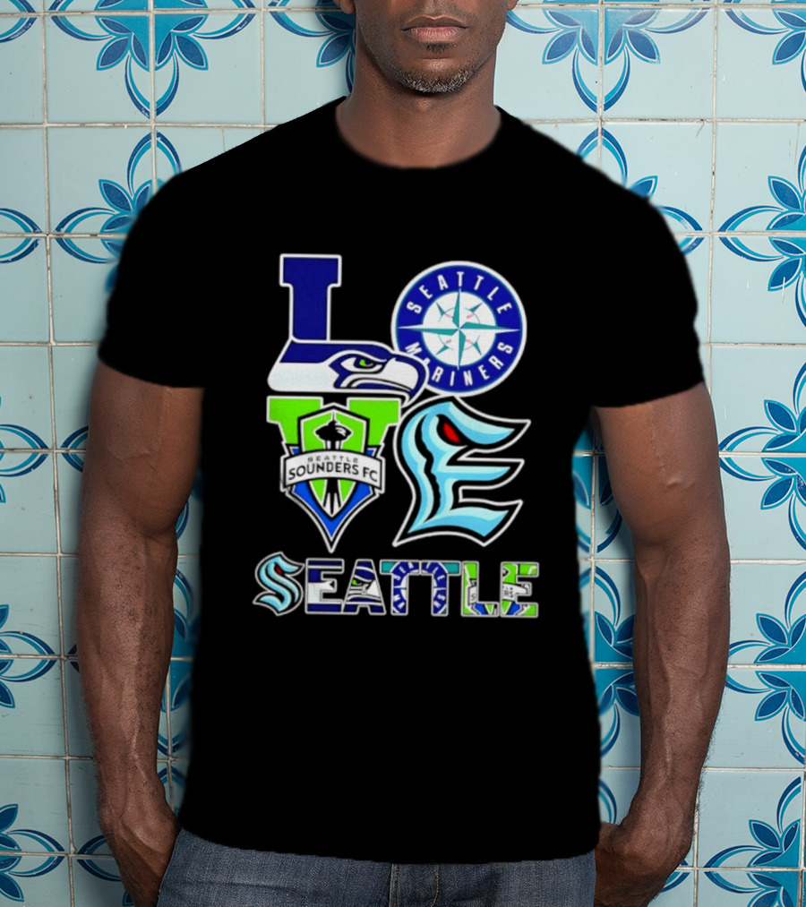 Love Seattle Seahawks Mariners Sounders FC Kraken T-Shirt