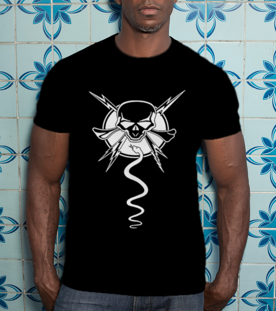 Skull And Snake Lightning Gothic T-Shirt