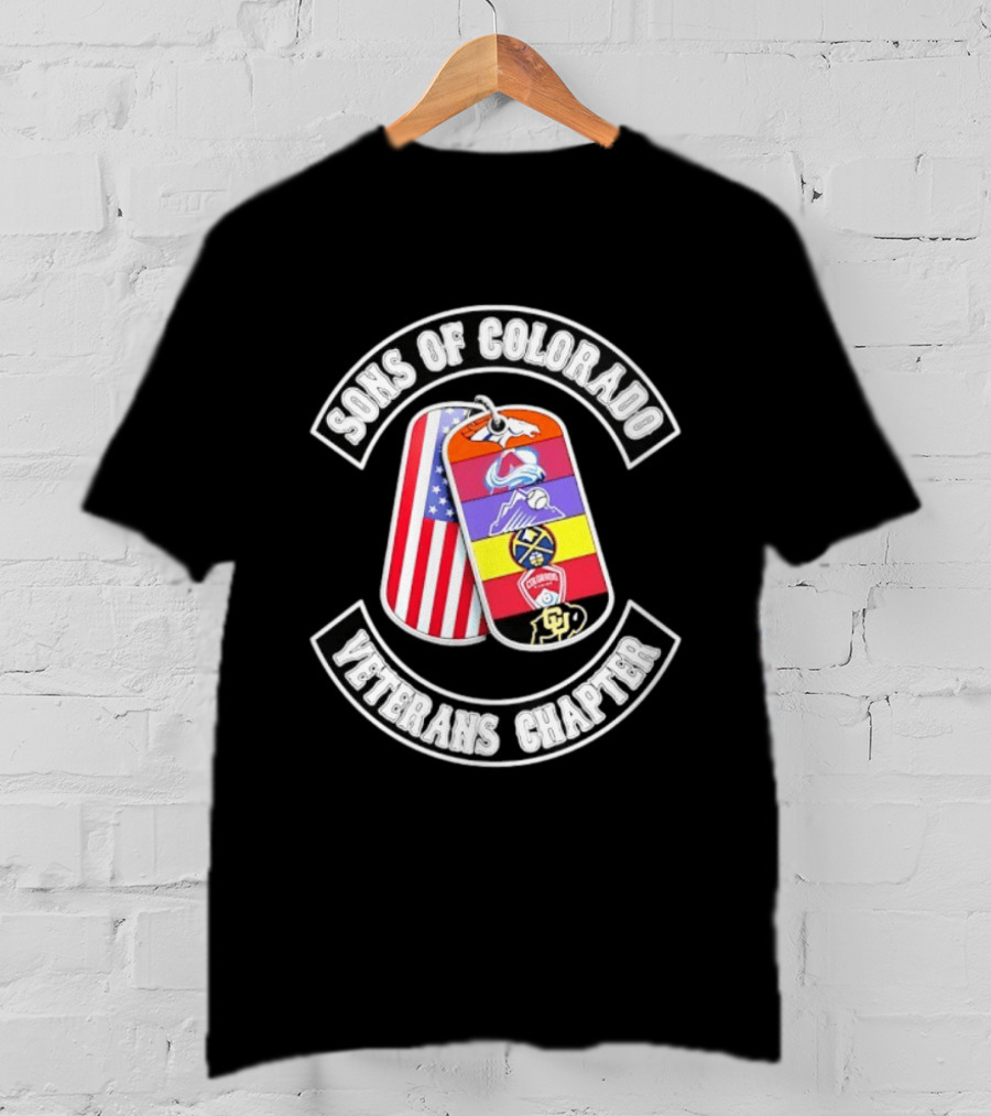 Sons Of Colorado Veterans Chapter Avalanche Rockies Nuggets Buffaloes American Flag T-Shirt