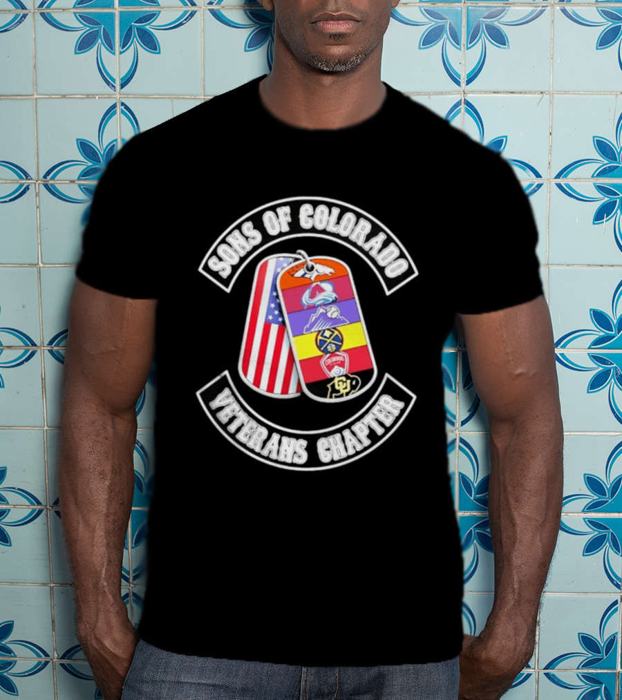 Sons Of Colorado Veterans Chapter Avalanche Rockies Nuggets Buffaloes American Flag T-Shirt