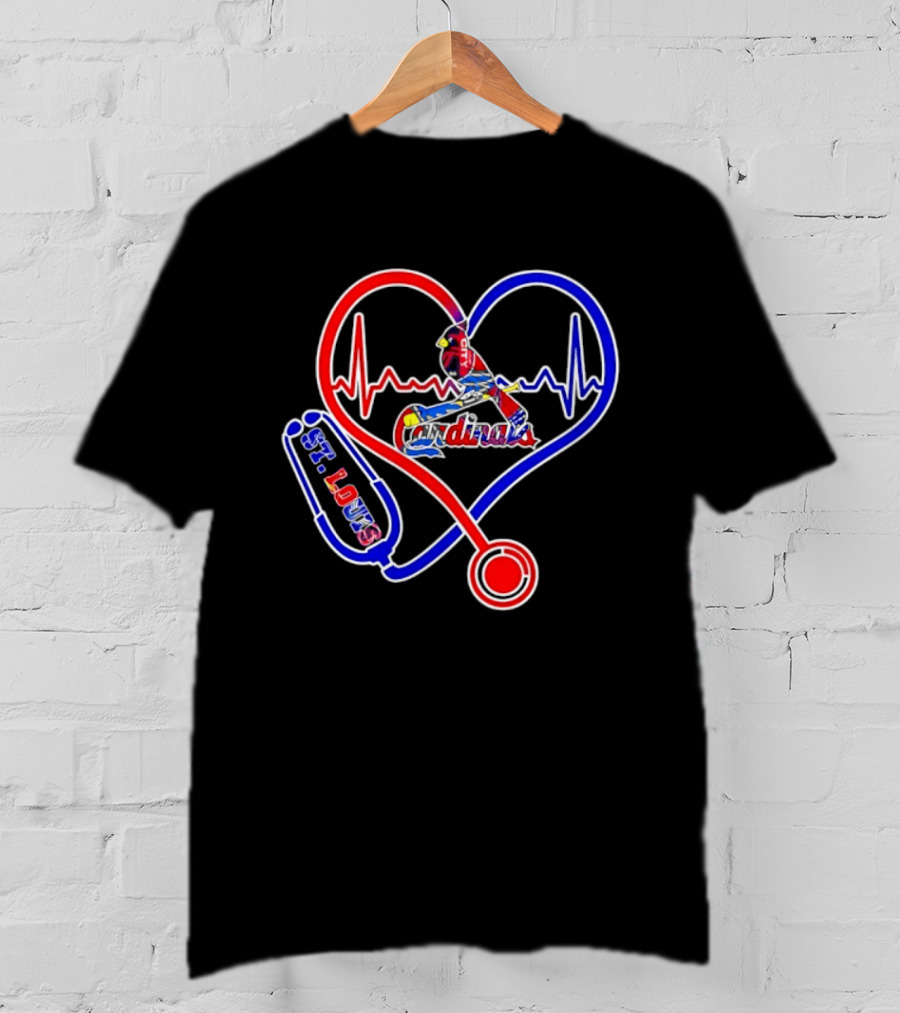 St Louis Cardinals Heartbeat Stethoscope Fan Pride T-Shirt