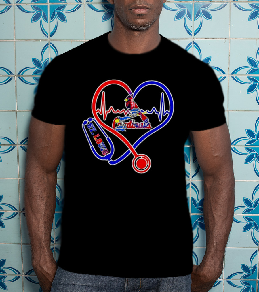 St Louis Cardinals Heartbeat Stethoscope Fan Pride T-Shirt