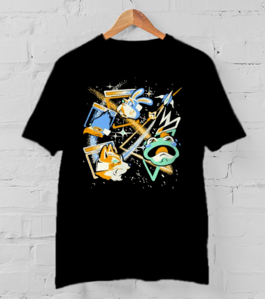 Star Fox Team Collage Falco Lombardi Peppy Hare Retro Style Graphics Gaming Nostalgia T-Shirt