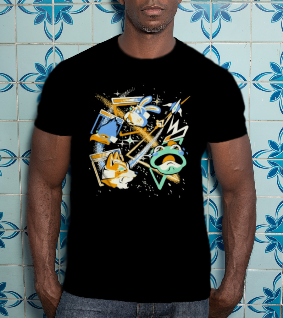 Star Fox Team Collage Falco Lombardi Peppy Hare Retro Style Graphics Gaming Nostalgia T-Shirt