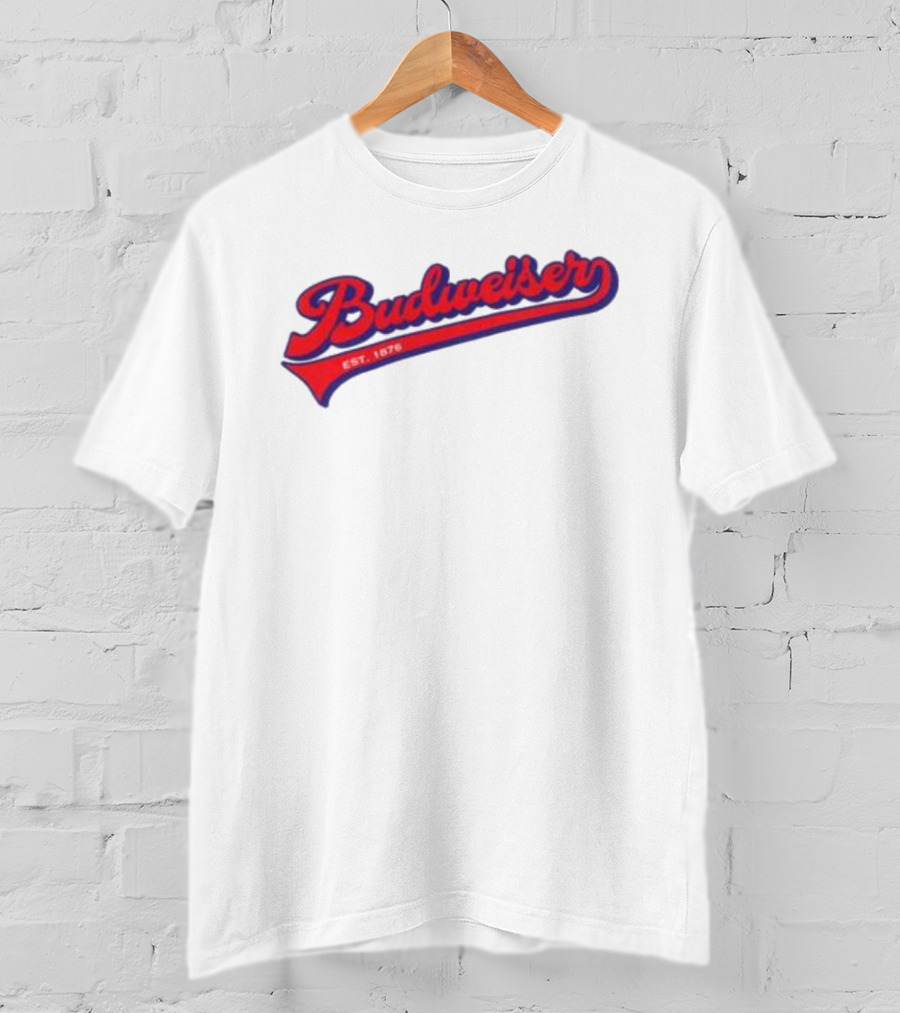 Budweiser Baseball Script Logo Retro Style Beer Shop T-Shirt