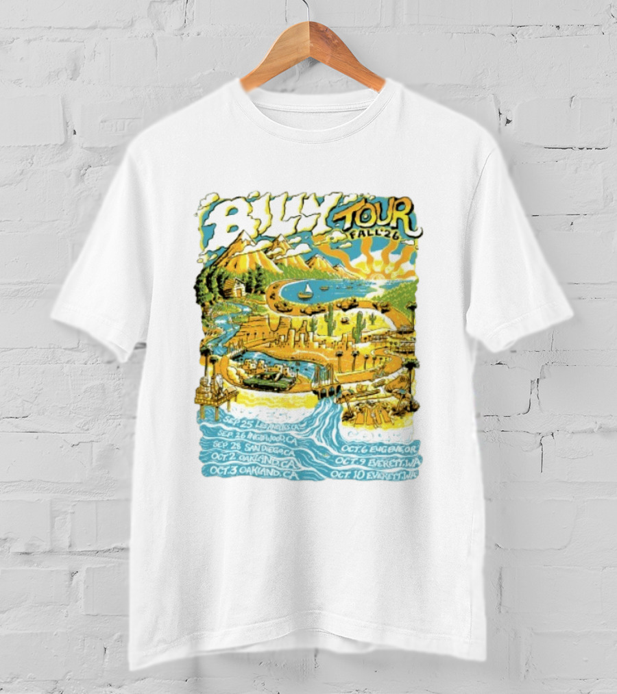 Billy Tour Fall '26 West Coast Concert Dates San Diego Oakland Eugene Everett T-Shirt