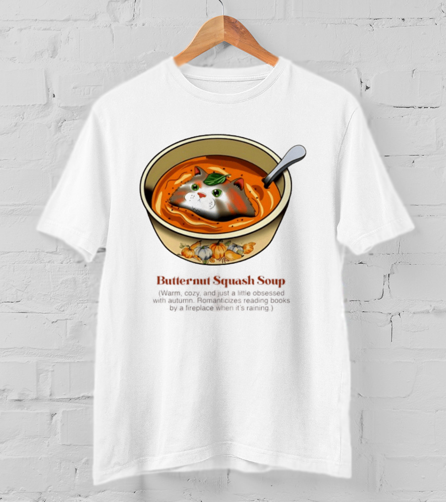 Butternut Squash Soup Cat Floating Whiskers Bowl T-Shirt