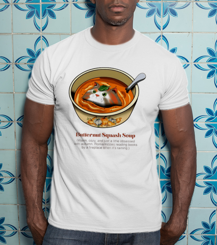 Butternut Squash Soup Cat Floating Whiskers Bowl T-Shirt