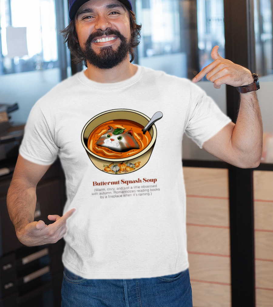 Butternut Squash Soup Cat Floating Whiskers Bowl T-Shirt