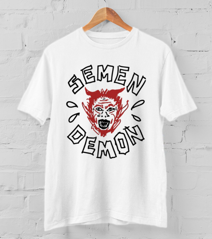 Semen Demon Devil Satanic Humor Red Demon Face T-Shirt