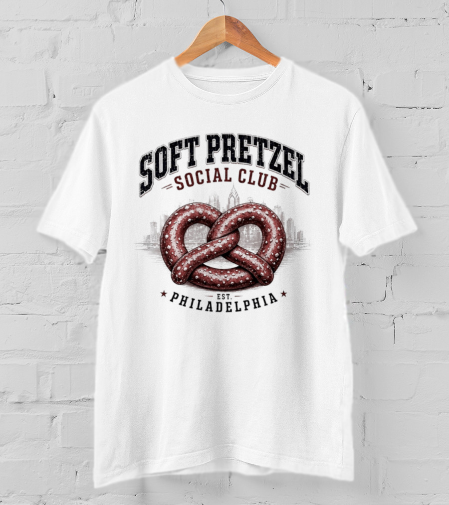 Soft Pretzel Social Club Philadelphia Skyline Est. Philadelphia T-Shirt