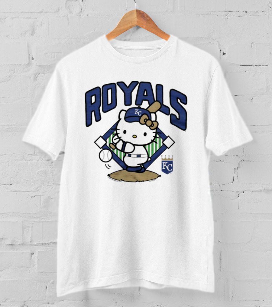 Hello Kitty Royals Baseball KC Batting Scene T-Shirt