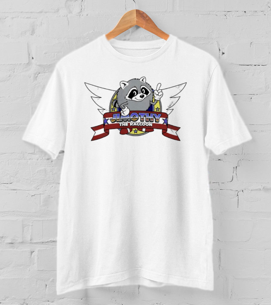 Jimothy The Raccoon Winged Star Banner Cartoon T-Shirt