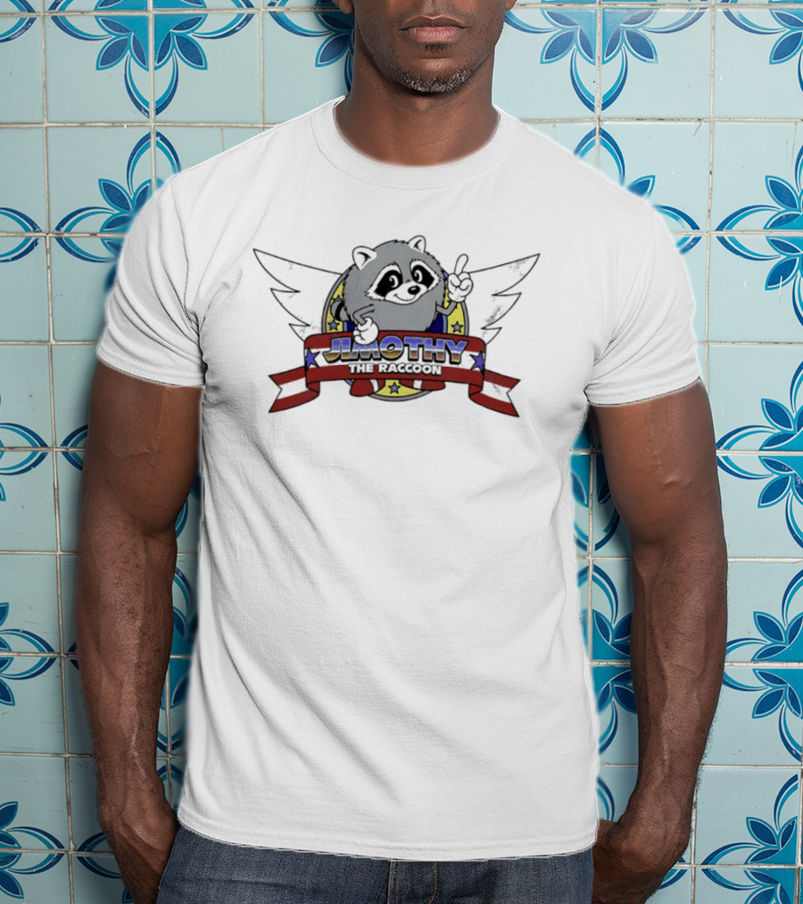 Jimothy The Raccoon Winged Star Banner Cartoon T-Shirt