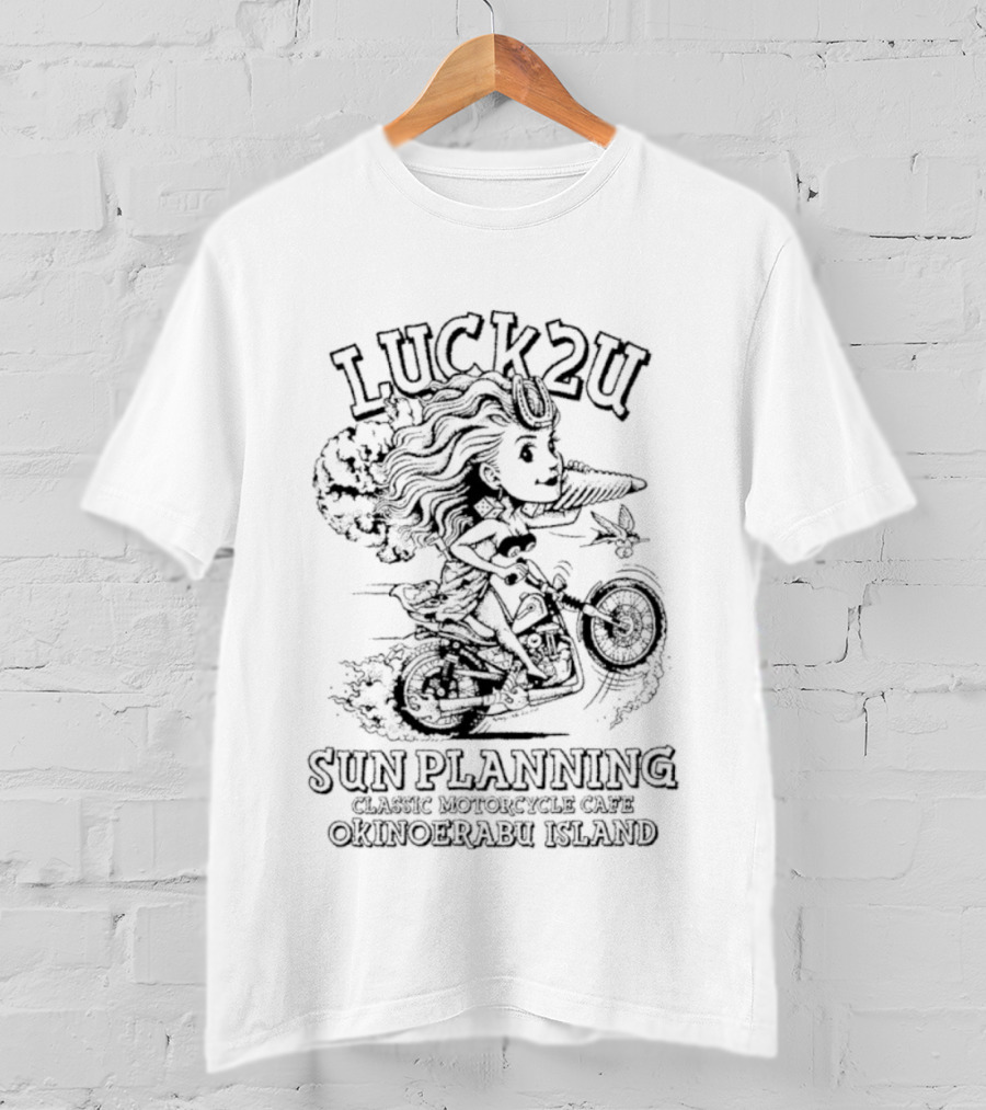 Luck2u Sun Planning Classic Motorcycle Cafe Okinoerabu Island Adventure T-Shirt