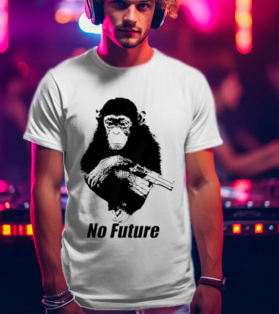 Monkey No Future With Gun T-Shirt