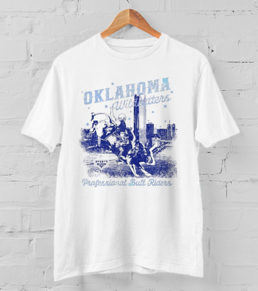 Oklahoma Wildcatters Professional Bull Riders Cowboy City Skyline T-Shirt
