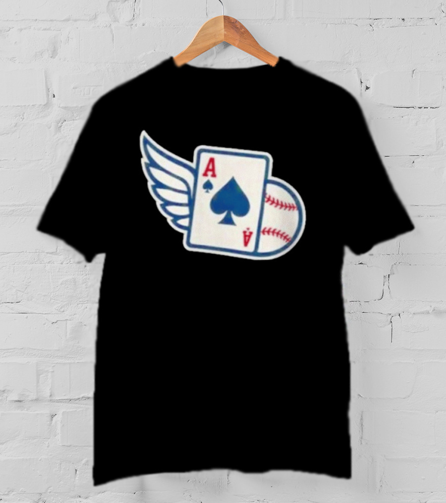 Ace Of Spades Baseball Winged Playing Card T-Shirt