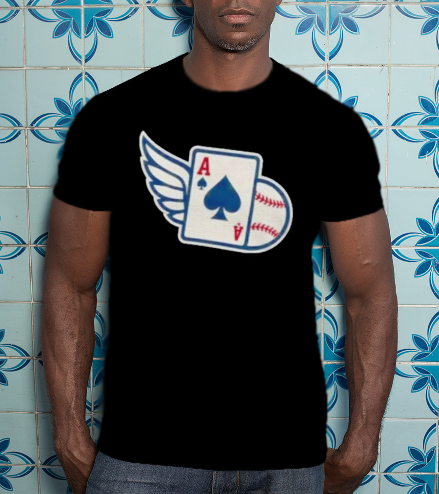 Ace Of Spades Baseball Winged Playing Card T-Shirt