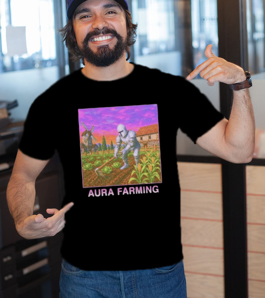 Aura Farming Knight Medieval Meme Windmill Crops Cabbage Garden T-Shirt