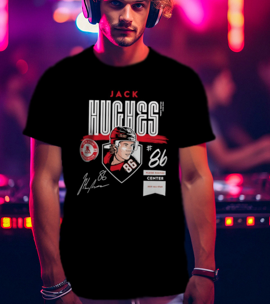 Jack Hughes 86 New Jersey Devils NHL Players Association Center 2026 All Star T-Shirt